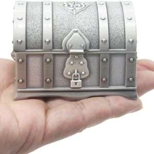 Rectangle Vintage Metal Treasure Chest Trinket Jewelry Box Gift Box Ring Case for Girls Ladies Women, Small, Tin Color - 5
