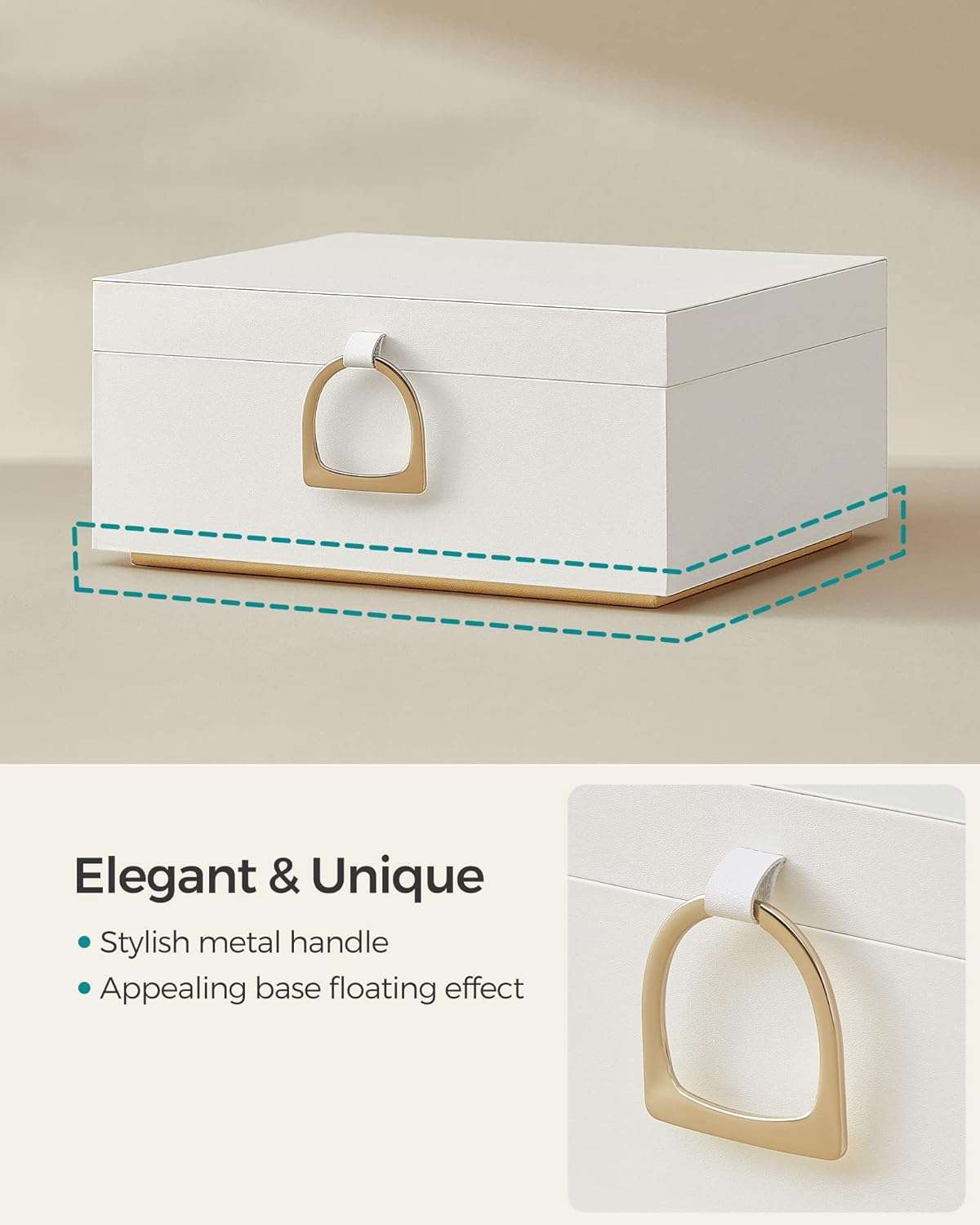 SONGMICS 2-Layer Jewelry Box, Jewelry Organizer with Handle, Removable Jewelry Tray, Jewelry Storage, Floating Effect, 8.1 x 9.4 x 4.3 Inches, Gift Idea - 3