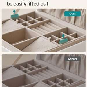 SONGMICS 2-Layer Jewelry Box, Jewelry Organizer with Handle, Removable Jewelry Tray, Jewelry Storage, Floating Effect, 8.1 x 9.4 x 4.3 Inches, Gift Idea - 6