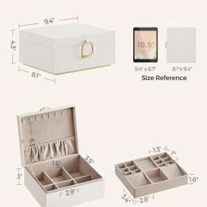 SONGMICS 2-Layer Jewelry Box, Jewelry Organizer with Handle, Removable Jewelry Tray, Jewelry Storage, Floating Effect, 8.1 x 9.4 x 4.3 Inches, Gift Idea - 7