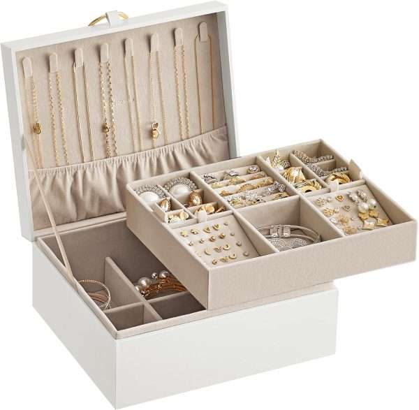 SONGMICS 2-Layer Jewelry Box, Jewelry Organizer with Handle, Removable Jewelry Tray, Jewelry Storage, Floating Effect, 8.1 x 9.4 x 4.3 Inches, Gift Idea - 9