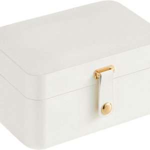 SONGMICS Jewelry Box, Travel Jewelry Case, 2-Layer Jewelry Holder Organizer, 4.6 x 6.3 x 3 Inches, Portable, Versatile Earring Storage, for Larger Accessories, Gift Idea, Cloud White - 8