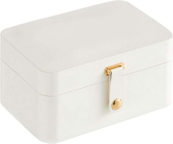SONGMICS Jewelry Box, Travel Jewelry Case, 2-Layer Jewelry Holder Organizer, 4.6 x 6.3 x 3 Inches, Portable, Versatile Earring Storage, for Larger Accessories, Gift Idea, Cloud White - 8