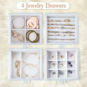 Acrylic Jewelry Organizer Box, Clear Earring Holder Jewelry Hanging Boxes with 4 Velvet Drawers for Earrings Ring Necklace Bracelet Display Case Gift for Women, Girls - 2