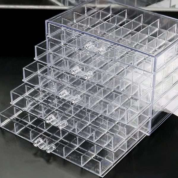 Earring Storage Box Acrylic Jewelry Storage Holder Ring Clear Plastic Transparent Jewelry Display Stand with 5 Drawers 120 Small Compartment Tray for Women Girls - 8