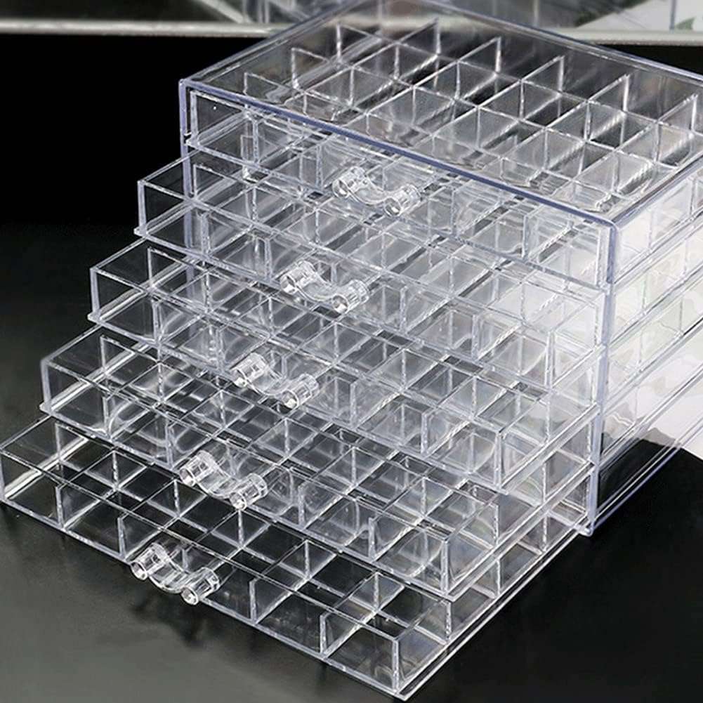Earring Storage Box Acrylic Jewelry Storage Holder Ring Clear Plastic Transparent Jewelry Display Stand with 5 Drawers 120 Small Compartment Tray for Women Girls - 8