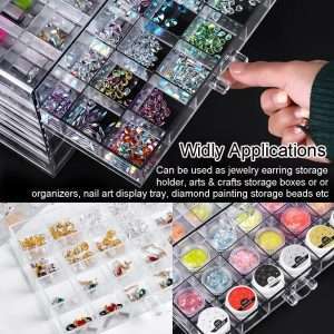 Earring Storage Box Organizer, Acrylic Jewelry Storage Box Holder 5 Drawers Transparent Jewelry Display Stand with 120 Small Compartments Gift Boxes for Women Girls - 3