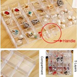 Earring Storage Box Organizer, Acrylic Jewelry Storage Box Holder 5 Drawers Transparent Jewelry Display Stand with 120 Small Compartments Gift Boxes for Women Girls - 4