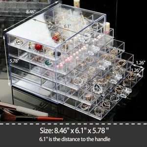 Earring Storage Box Organizer, Acrylic Jewelry Storage Box Holder 5 Drawers Transparent Jewelry Display Stand with 120 Small Compartments Gift Boxes for Women Girls - 5