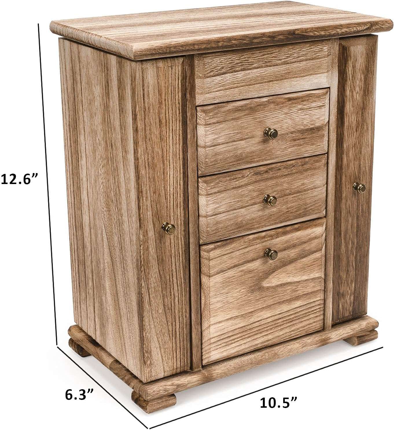 Emfogo Jewelry Box for Women, Rustic Wooden Jewelry Boxes & Organizers with Mirror, 4 Layer Jewelry Organizer Box Display for Rings Earrings Necklaces Bracelets - 7