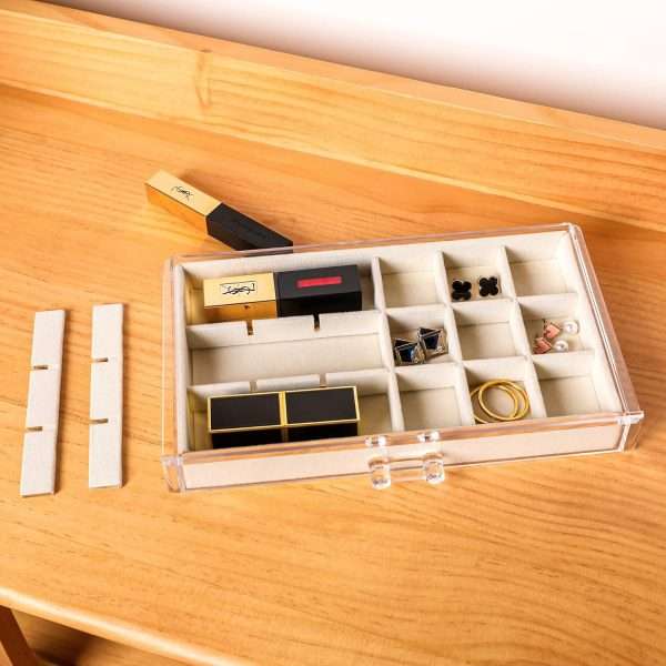 Frebeauty Acrylic Jewelry Organizer Earring Organizer Box with 5 Drawers Earring Holder Organizer with Velvet Trays Clear Jewelry Box for Women Earring Display for Rings Studs - 6
