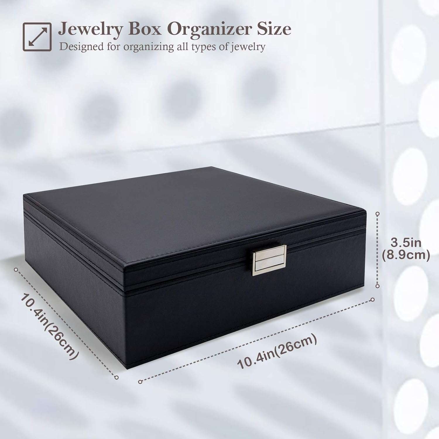 ProCase Jewelry Box for Women, 2 Layers Large Leather Jewelry Organizer Storage Case with Removable Pad for Earrings -Black - 5