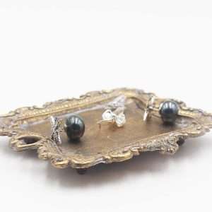 Funly mee Small Antique Trinket Dish Vintage Gold Jewelry Tray, Ring Holder - 4