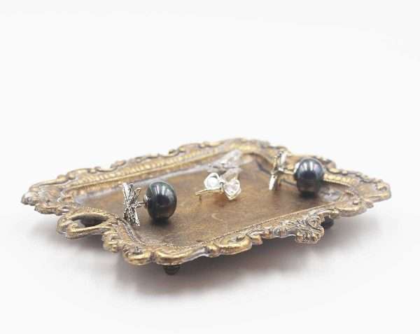 Funly mee Small Antique Trinket Dish Vintage Gold Jewelry Tray, Ring Holder - 4