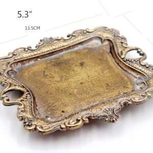 Funly mee Small Antique Trinket Dish Vintage Gold Jewelry Tray, Ring Holder - 5