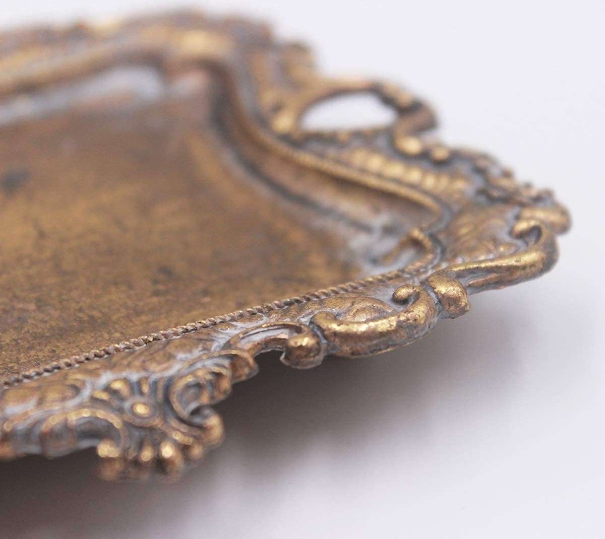 Funly mee Small Antique Trinket Dish Vintage Gold Jewelry Tray, Ring Holder - 6