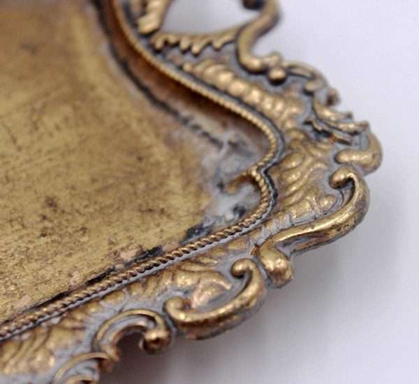 Funly mee Small Antique Trinket Dish Vintage Gold Jewelry Tray, Ring Holder - 7