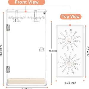 Necklace Holder, Acrylic Jewelry Organizer with 24 Hooks, Rotation Clear Necklaces Pendant Display Case Stand, Dust-proof Velvet Tray Hanging Rack Storage for Earrings Rings - 5