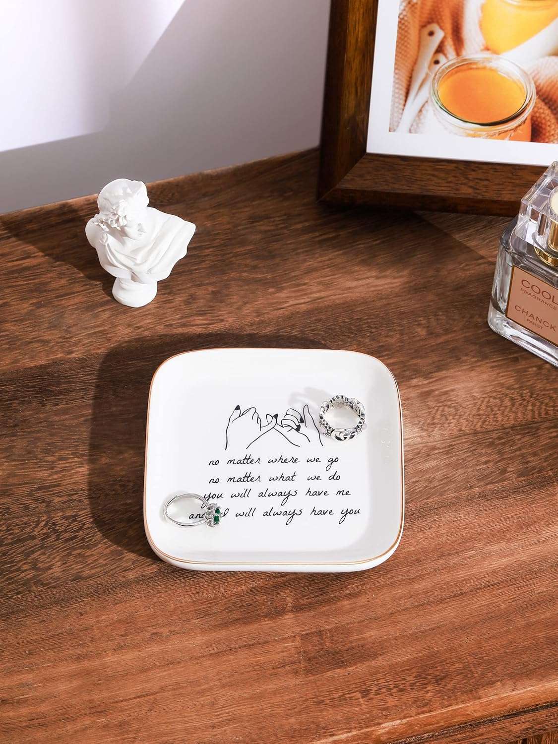 PUDDING CABIN Friend Gifts for Women —No Matter Where We Go, No Matter What We Do, You Will Always Have Me, and I Will Always Have You! -Gifts for Friends Going Away Friendship Ceramic Ring Dish - 8