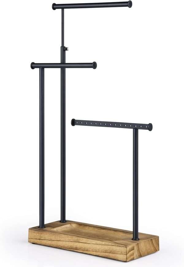 SRIWATANA Jewelry Organizer Stand, Extra Tall Necklace Holder Jewelry Holder, Gift Idea (Carbonized Black & Black) - 1