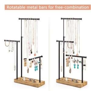 SRIWATANA Jewelry Organizer Stand, Extra Tall Necklace Holder Jewelry Holder, Gift Idea (Carbonized Black & Black) - 6