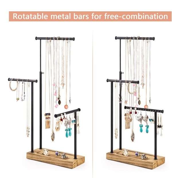 SRIWATANA Jewelry Organizer Stand, Extra Tall Necklace Holder Jewelry Holder, Gift Idea (Carbonized Black & Black) - 6