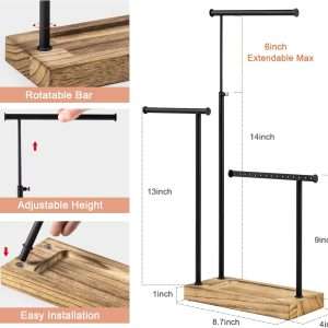 SRIWATANA Jewelry Organizer Stand, Extra Tall Necklace Holder Jewelry Holder, Gift Idea (Carbonized Black & Black) - 7