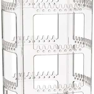 Sooyee 360 Rotating Earring Holder and Jewelry Organizer, 4 Tiers Jewelry Rack Display Classic Stand, 156 Holes and 160 Grooves for Necklaces Earrings Piercings, Clear - 1