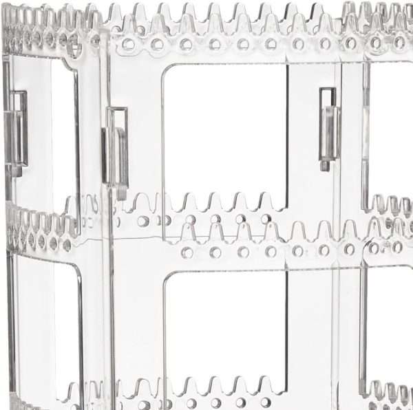 Sooyee 360 Rotating Earring Holder and Jewelry Organizer, 4 Tiers Jewelry Rack Display Classic Stand, 156 Holes and 160 Grooves for Necklaces Earrings Piercings, Clear - 2