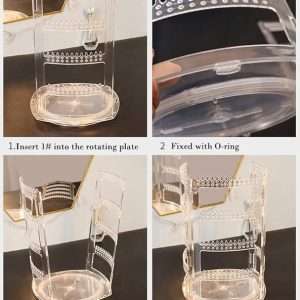 Sooyee 360 Rotating Earring Holder and Jewelry Organizer, 4 Tiers Jewelry Rack Display Classic Stand, 156 Holes and 160 Grooves for Necklaces Earrings Piercings, Clear - 7