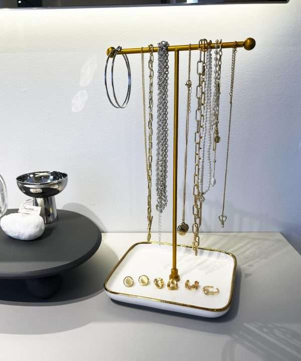 VROOMIUM Necklace Holder- Ceramic Base 1ft Height Jewelry Organizer Stand, Aesthetic Jewelry Hanger Display for Necklaces, Bracelets, Rings, Exhibidor de Collares-Classic White - 6