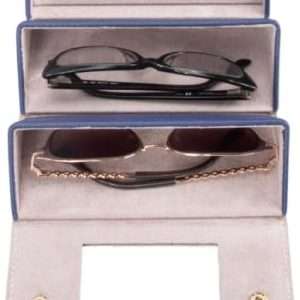 Brouk & Co Leah 5 Eyewear & Jewelry Case - Pebbled Vegan Leather, Foldable Case, Snap Closure, Hanging Loop, Interior Mirror, 5 Compartments- Sunglasses and Jewelry - 3