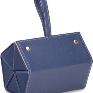 Brouk & Co Leah 5 Eyewear & Jewelry Case - Pebbled Vegan Leather, Foldable Case, Snap Closure, Hanging Loop, Interior Mirror, 5 Compartments- Sunglasses and Jewelry - 4