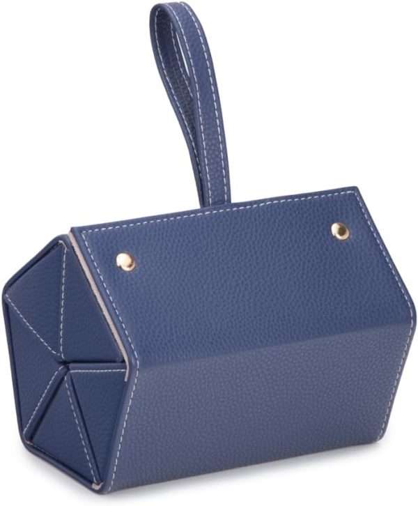 Brouk & Co Leah 5 Eyewear & Jewelry Case - Pebbled Vegan Leather, Foldable Case, Snap Closure, Hanging Loop, Interior Mirror, 5 Compartments- Sunglasses and Jewelry - 4
