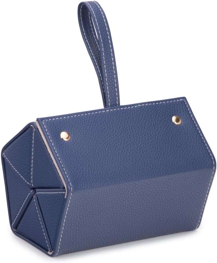 Brouk & Co Leah 5 Eyewear & Jewelry Case - Pebbled Vegan Leather, Foldable Case, Snap Closure, Hanging Loop, Interior Mirror, 5 Compartments- Sunglasses and Jewelry - 4