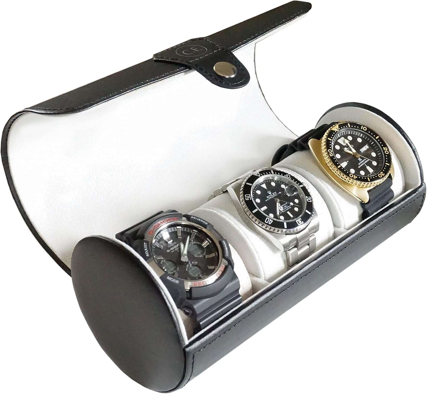 Case Elegance Travel Watch Case Roll Organizer for Men - Vegan Faux Leather Watch Display Case - Watch Display, Storage & Holder - Watch Case for Men's Watch Collection - 1