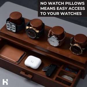 Holme & Hadfield 4-Slot Luxury Watch Box The Watch Deck – Premium Watch Display Case With a Drawer – Wooden Watch Box For Men With Lifetime Assurance – Mens Watch Stand – Unique Christmas Gift - 5