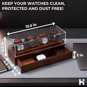 Holme & Hadfield 4-Slot Luxury Watch Box The Watch Deck – Premium Watch Display Case With a Drawer – Wooden Watch Box For Men With Lifetime Assurance – Mens Watch Stand – Unique Christmas Gift - 8