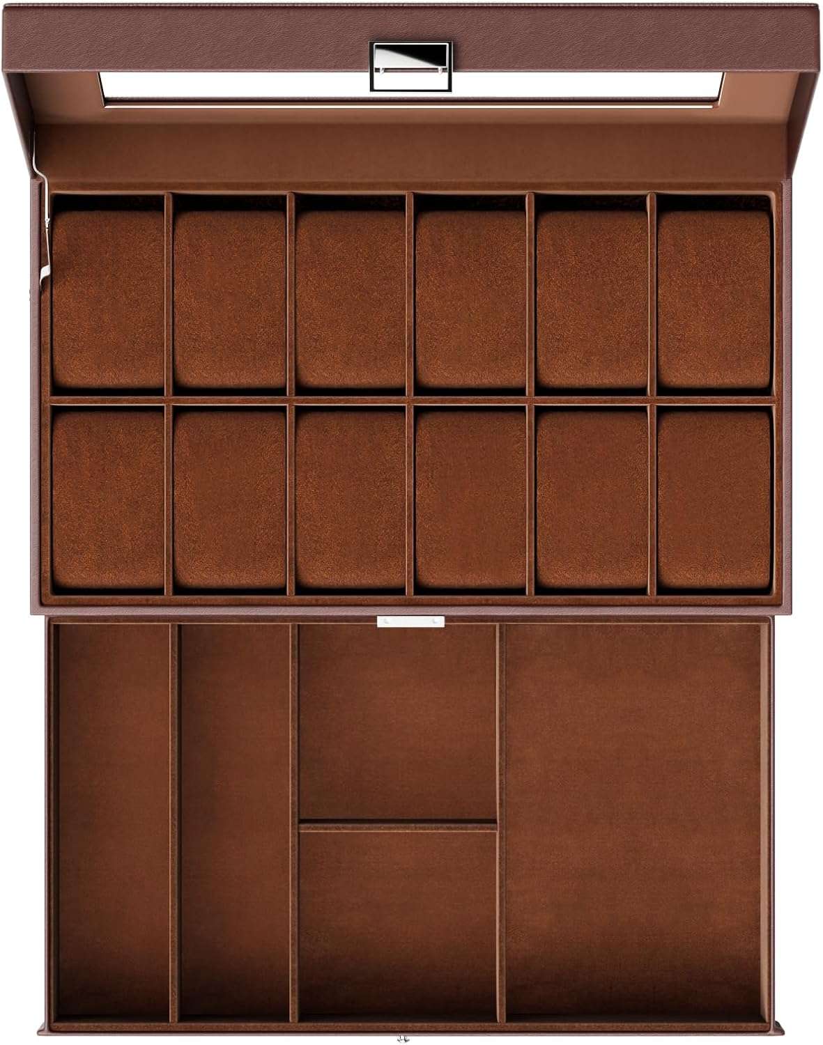 ProCase Watch Box for Men, 12 Slot Mens Watch Case With Drawer, Watch Display Case With Glass Lid, 2-Layer Watch Holder Organizer, Jewelry and Watch Storage for Men Women -12Slot, Espresso - 8