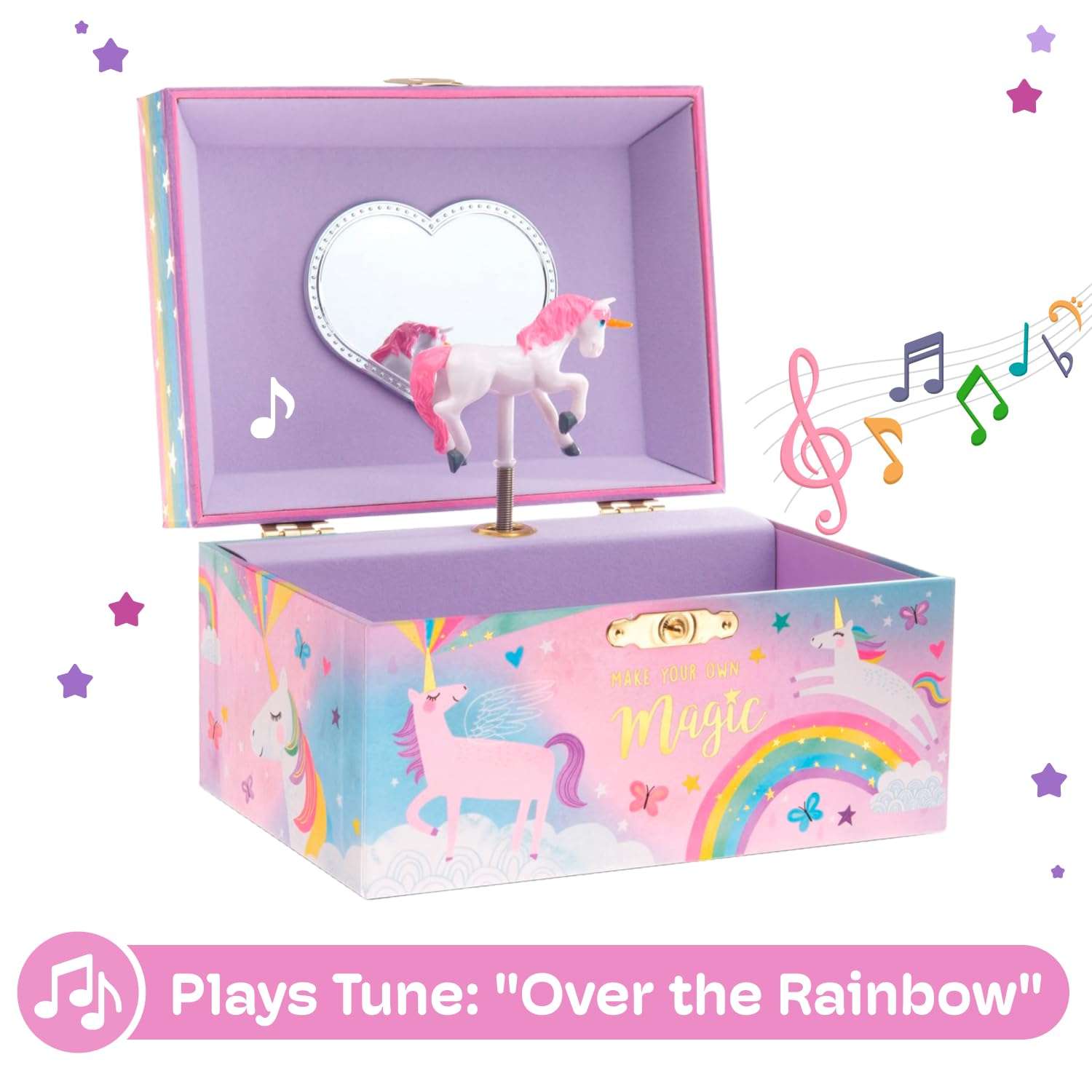 Jewelkeeper Jewelry Box for Girls, Cotton Candy Unicorn Musical Jewelry Boxes, The Beautiful Dreamer Tune and Spinning Unicorn Doll, Toys for Girls - 4
