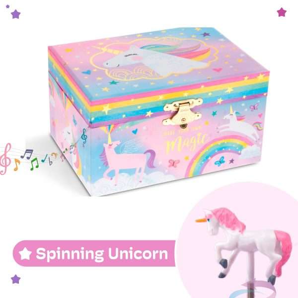 Jewelkeeper Jewelry Box for Girls, Cotton Candy Unicorn Musical Jewelry Boxes, The Beautiful Dreamer Tune and Spinning Unicorn Doll, Toys for Girls - 5