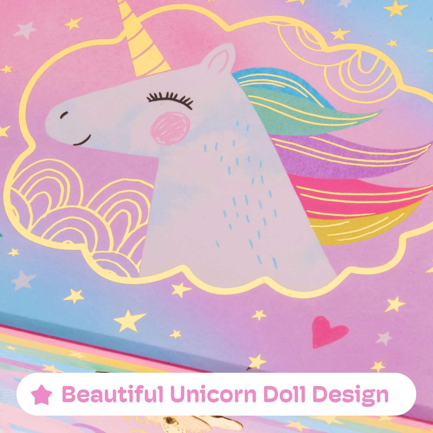 Jewelkeeper Jewelry Box for Girls, Cotton Candy Unicorn Musical Jewelry Boxes, The Beautiful Dreamer Tune and Spinning Unicorn Doll, Toys for Girls - 6