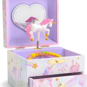 Jewelkeeper Jewelry Box for Girls with 1 Drawer - Unicorn Musical Jewelry Boxes, Beautiful Dreamer Tune, Spinning Unicorn Doll, Little Girl Jewelry Box, Gifts for 5 Year Old Girls, Engineered Wood - 1