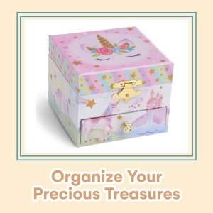 Jewelkeeper Jewelry Box for Girls with 1 Drawer - Unicorn Musical Jewelry Boxes, Beautiful Dreamer Tune, Spinning Unicorn Doll, Little Girl Jewelry Box, Gifts for 5 Year Old Girls, Engineered Wood - 2