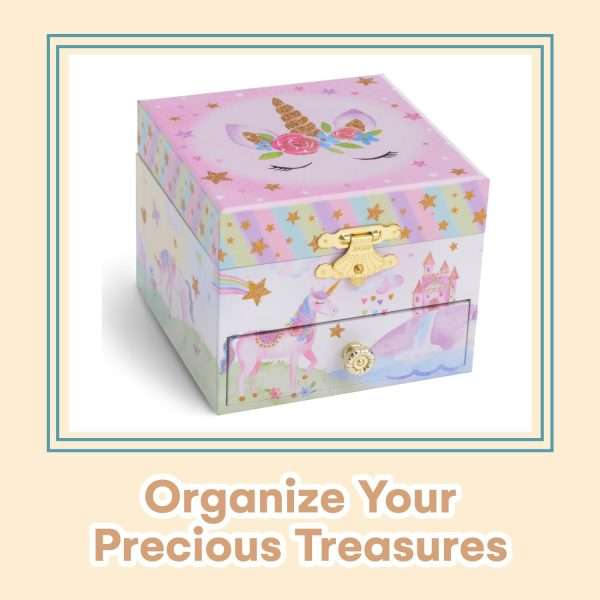 Jewelkeeper Jewelry Box for Girls with 1 Drawer - Unicorn Musical Jewelry Boxes, Beautiful Dreamer Tune, Spinning Unicorn Doll, Little Girl Jewelry Box, Gifts for 5 Year Old Girls, Engineered Wood - 2