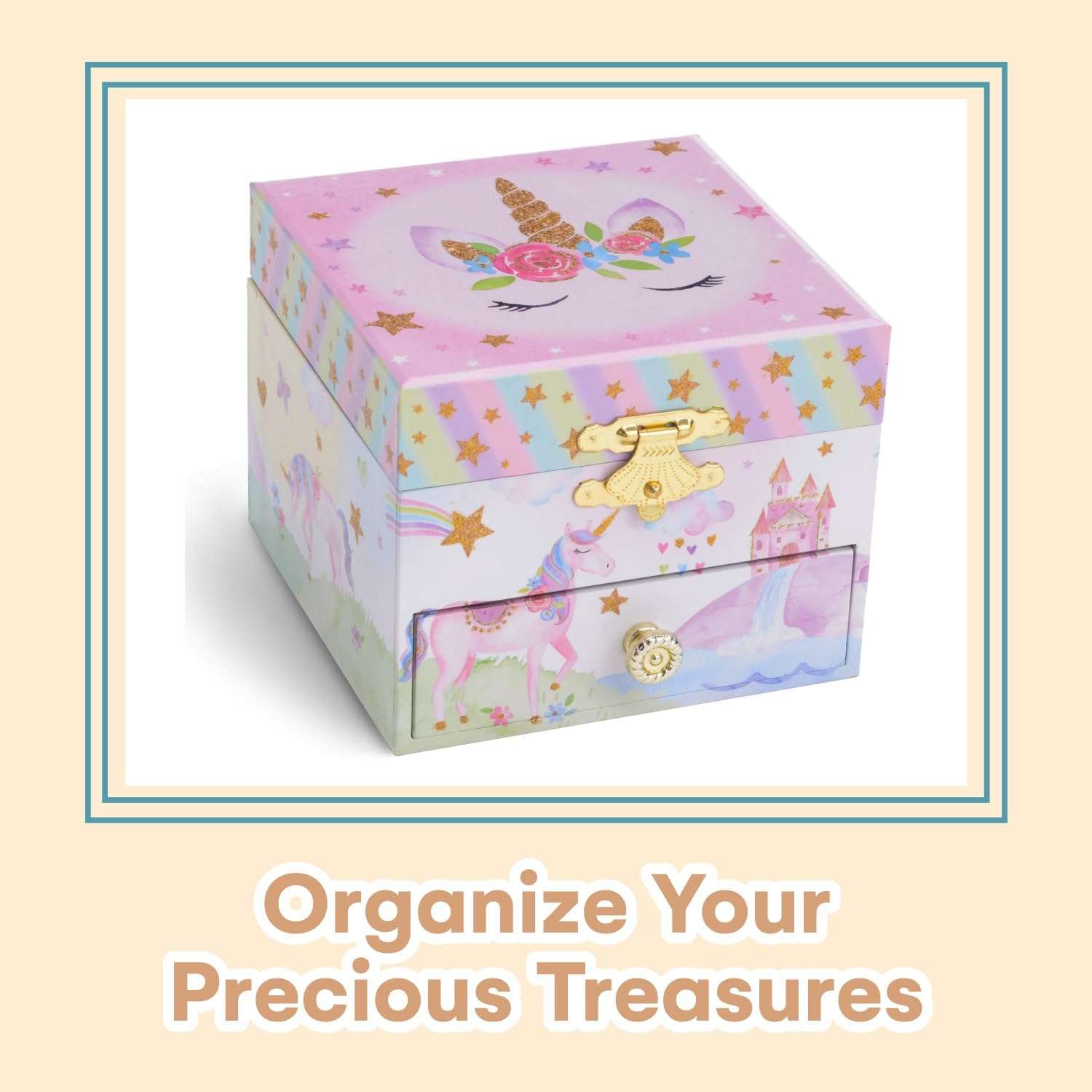 Jewelkeeper Jewelry Box for Girls with 1 Drawer - Unicorn Musical Jewelry Boxes, Beautiful Dreamer Tune, Spinning Unicorn Doll, Little Girl Jewelry Box, Gifts for 5 Year Old Girls, Engineered Wood - 2