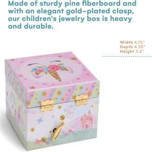 Jewelkeeper Jewelry Box for Girls with 1 Drawer - Unicorn Musical Jewelry Boxes, Beautiful Dreamer Tune, Spinning Unicorn Doll, Little Girl Jewelry Box, Gifts for 5 Year Old Girls, Engineered Wood - 4