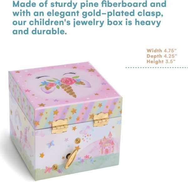Jewelkeeper Jewelry Box for Girls with 1 Drawer - Unicorn Musical Jewelry Boxes, Beautiful Dreamer Tune, Spinning Unicorn Doll, Little Girl Jewelry Box, Gifts for 5 Year Old Girls, Engineered Wood - 4