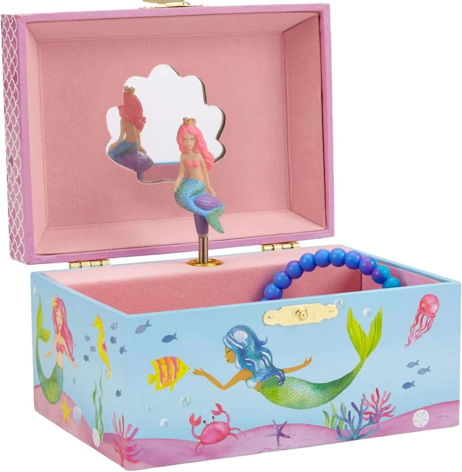 Jewelkeeper Musical Jewelry Box for Girls, Underwater Mermaid Jewelry Boxes, Over The Waves Tune and Spinning Mermaid Doll, Girls Gifts Music Box - 1