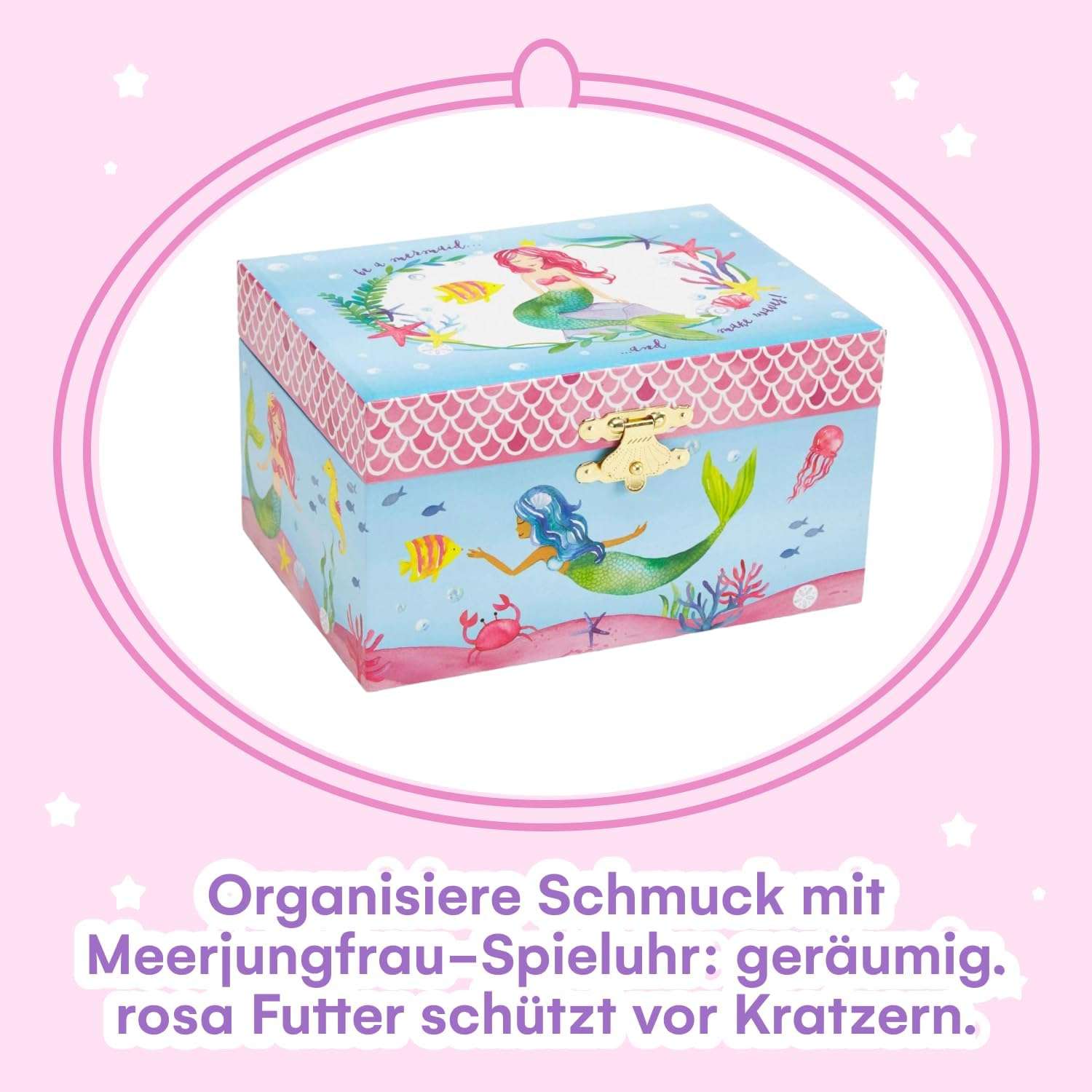 Jewelkeeper Musical Jewelry Box for Girls, Underwater Mermaid Jewelry Boxes, Over The Waves Tune and Spinning Mermaid Doll, Girls Gifts Music Box - 2